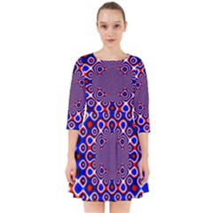 Digital Art Background Red Blue Smock Dress by Sapixe