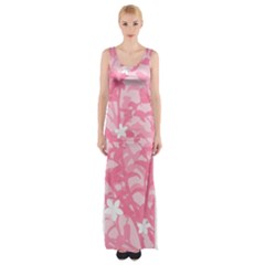 Plant Flowers Bird Spring Maxi Thigh Split Dress by Sapixe