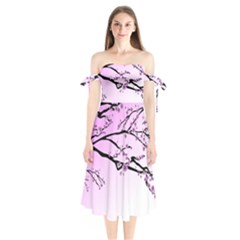 Essential Oils Flowers Nature Plant Shoulder Tie Bardot Midi Dress by Sapixe