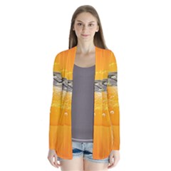 Orange Drink Splash Poster Drape Collar Cardigan by Sapixe