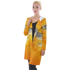 Orange Drink Splash Poster Hooded Pocket Cardigan by Sapixe