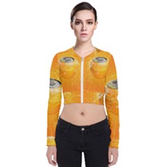 Orange Drink Splash Poster Zip Up Bomber Jacket by Sapixe