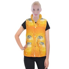 Orange Drink Splash Poster Women s Button Up Vest by Sapixe