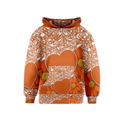 Flower Floral Heart Background Kids  Pullover Hoodie by Sapixe