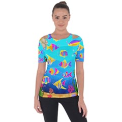 Rainbow Fish Shoulder Cut Out Short Sleeve Top by 1dsignmovesu