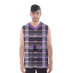 Playing With Plaid Kitten (purple) Halloween Pattern Men s Basketball Tank Top by emilyzragz