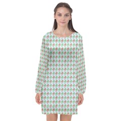 Amphibians Hopping Houndstooth Pattern Long Sleeve Chiffon Shift Dress  by emilyzragz