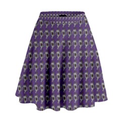 Luv Machine Robot Houndstooth Pattern (purple) High Waist Skirt by emilyzragz