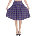 Luv Machine Robot Houndstooth Pattern Purple Flared Midi Skirt View1