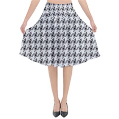 Luv Machine Robot Houndstooth Pattern Grey Flared Midi Skirt by emilyzragz