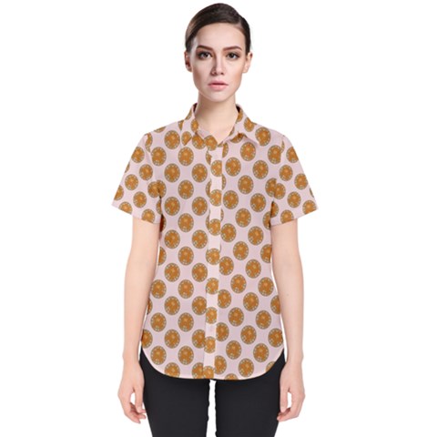 Waffle Polka Dot Pattern Women s Short Sleeve Shirt by emilyzragz