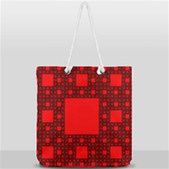 Red Sierpinski Carpet Plane Fractal Full Print Rope Handle Tote (large) by Sapixe