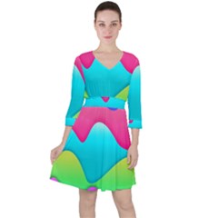 Lines Curves Colors Geometric Lines Ruffle Dress by Sapixe