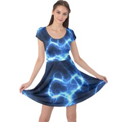 Electricity Blue Brightness Bright Cap Sleeve Dress by Sapixe