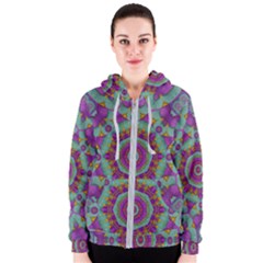 Water Garden Lotus Blossoms In Sacred Style Women s Zipper Hoodie by pepitasart