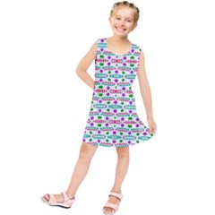 Retro Purple Green Pink Pattern Kids  Tunic Dress by BrightVibesDesign