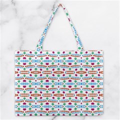 Retro Pink Green Blue Orange Dots Pattern Zipper Medium Tote Bag by BrightVibesDesign