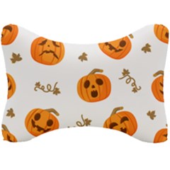 Funny Spooky Halloween Pumpkins Pattern White Orange Seat Head Rest Cushion by HalloweenParty