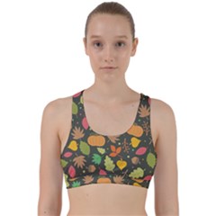 Thanksgiving Pattern Back Weave Sports Bra by Valentinaart