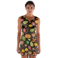 Thanksgiving Pattern Wrap Front Bodycon Dress by Valentinaart