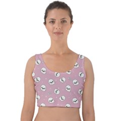 Cute Kawaii Ghost Pattern Velvet Crop Top by Valentinaart