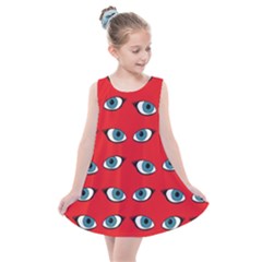 Blue Eyes Pattern Kids  Summer Dress by Valentinaart