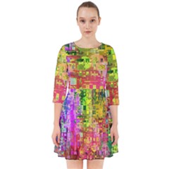 Color Abstract Artifact Pixel Smock Dress by Sapixe