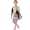 Leaves Tropical Nature Green Plant Kids  Long Sleeve Velvet Dress View1