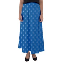 Quebec French Royal Fleur De Lys Elegant Pattern Blue Blue Quebec Fleur De Lys Pattern Blue Flared Maxi Skirt by Quebec