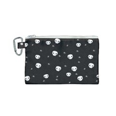 Pattern Skull Stars Halloween Gothic On Black Background Canvas Cosmetic Bag (small) by genx