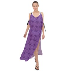 Pattern Spiders Purple And Black Halloween Gothic Modern Maxi Chiffon Cover Up Dress by genx