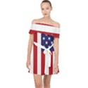 US Flag Stars and Stripes MAGA Off Shoulder Chiffon Dress View1