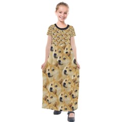 Doge Meme Doggo Kekistan Funny Pattern Kids  Short Sleeve Maxi Dress by snek