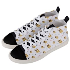 Doge Much Thug Wow Pattern Funny Kekistan Meme Dog White Men s Mid-top Canvas Sneakers by snek