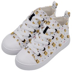 Doge Much Thug Wow Pattern Funny Kekistan Meme Dog White Kid s Mid-top Canvas Sneakers by snek