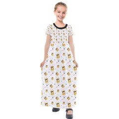 Doge Much Thug Wow Pattern Funny Kekistan Meme Dog White Kids  Short Sleeve Maxi Dress by snek