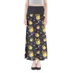 Doge Much Thug Wow Pattern Funny Kekistan Meme Dog Black Background Full Length Maxi Skirt by snek