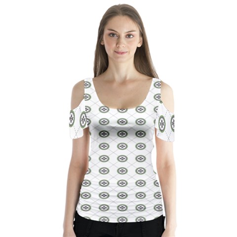 Logo Kekistan Pattern Elegant With Lines On White Background Butterfly Sleeve Cutout Tee  by snek