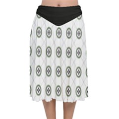 Logo Kekistan Pattern Elegant With Lines On White Background Velvet Flared Midi Skirt by snek