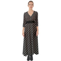 Logo Kek Pattern Black And White Kekistan Black Background Button Up Boho Maxi Dress by snek