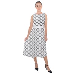 Logo Kek Pattern Black And White Kekistan White Background Midi Tie-back Chiffon Dress by snek