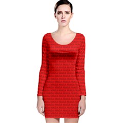 Maga Make America Great Again Usa Pattern Red Long Sleeve Velvet Bodycon Dress by snek