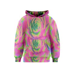 Lime Green And Pink Succulent Sedum Rosette Kids  Pullover Hoodie by myrubiogarden