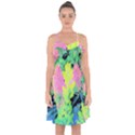 Fluorescent Yellow Smoke Tree With Pink Hydrangea Ruffle Detail Chiffon Dress View1