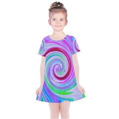 Groovy Abstract Red Swirl On Purple And Pink Kids  Simple Cotton Dress by myrubiogarden