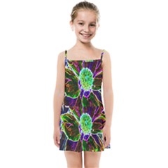 Abstract Garden Peony In Black And Blue Kids Summer Sun Dress by myrubiogarden