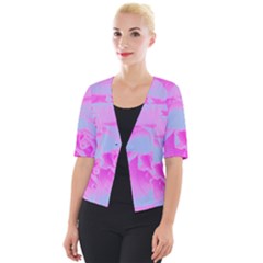 Perfect Hot Pink And Light Blue Rose Detail Cropped Button Cardigan by myrubiogarden