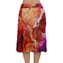 Flower Power, Colorful Floral Design Velvet Flared Midi Skirt View2