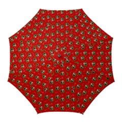 Trump Wrait Pattern Make Christmas Great Again Maga Funny Red Gift With Snowflakes And Trump Face Smiling Golf Umbrellas by snek