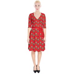 Trump Wrait Pattern Make Christmas Great Again Maga Funny Red Gift With Snowflakes And Trump Face Smiling Wrap Up Cocktail Dress by snek